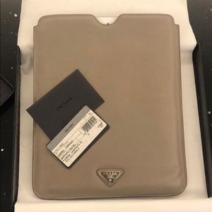 Authentic Prada iPad Mini Leather Case Gray NEW